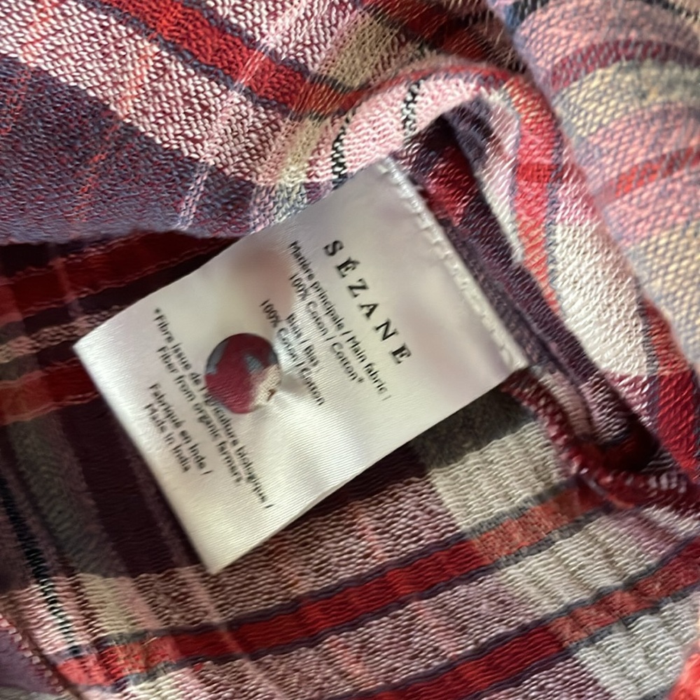 PRETTY IN PLAID 💋💋💋 Sezane ruffle front pink shirt NWOT 36 💕 - Picture 4 of 7